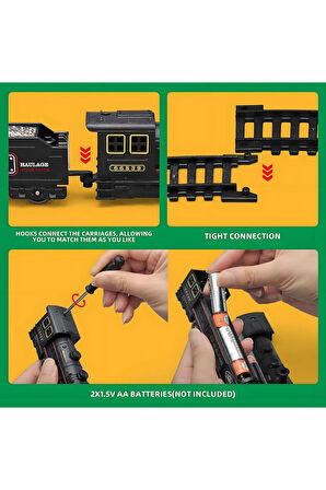 Oyuncak 18 Parça Sesli Ve Işıklı Tren Seti 103Cm Büyük Boy Lokomotifli Vagonlu Tren Seti