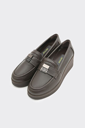 Dolgu Taban Hakiki Deri Kadın Casual Ayakkabı