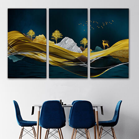 Altın Renkli Dağların Dekoratif Duvar Tablosu-3523