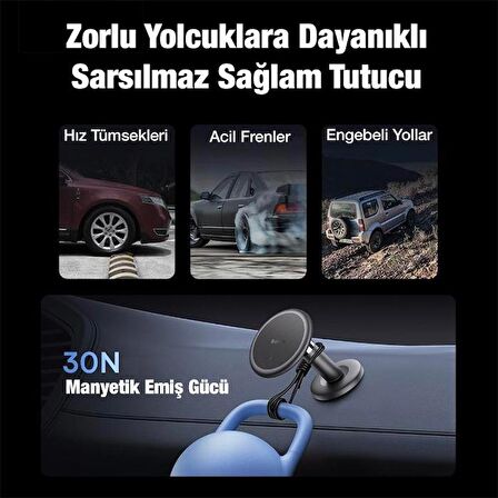 Baseus Kablo Klipsli 3M Yapışkanlı Güçlü Mıknatıslı Torpido Üzeri Araç Telefon Tutucu Araç Tutucu