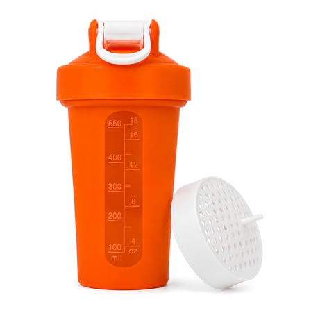 Gym Shaker 550 ML Ölçekli ve Sızdırmaz Kapaklı Protein Shaker 2'li Set (Turuncu+Mavi)