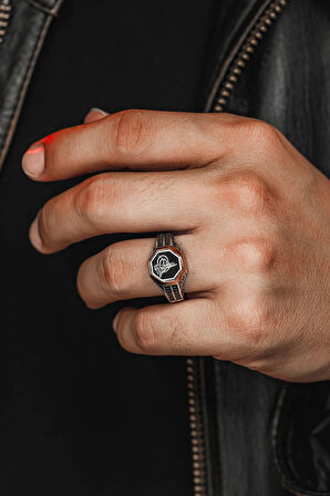 Erkek Gümüş Bileklik - Zirkon Taşlı Osmanlı Tuğrası İşlemeli Erkek Yüzük