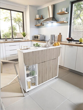 Kelebek Yemek Masası Mutfak Masası Katlanır Pratik Tekerlekli