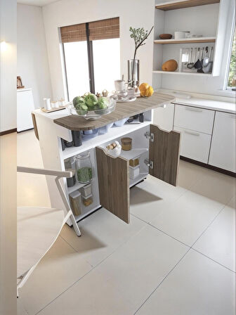 Kelebek Yemek Masası Mutfak Masası Katlanır Pratik Tekerlekli