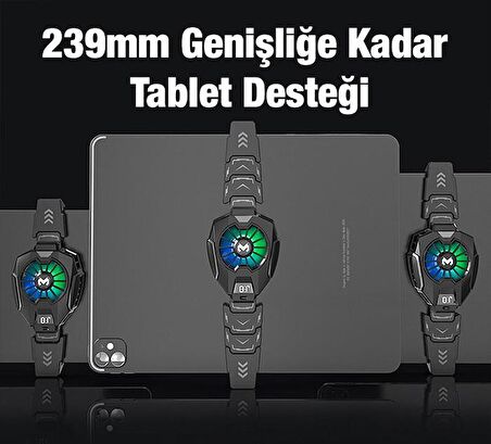 Coofbe Digital Göstergeli Tablet Soğutucu  5-8.45 inç Gamer Oyuncu Radyatör Soğutma Fanı RGB Işıklı