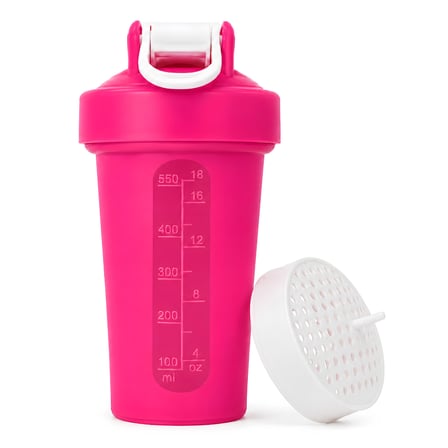 Gym Shaker 550 ML Ölçekli ve Sızdırmaz Kapaklı Protein Shaker 2'li Set (Pembe+Mavi)