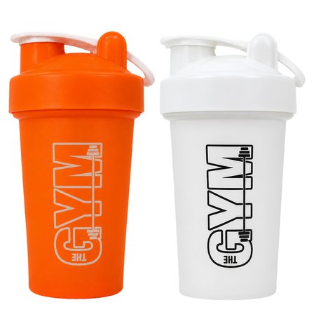 Gym Shaker 550 ML Ölçekli ve Sızdırmaz Kapaklı Protein Shaker 2'li Set (Turuncu+Beyaz)