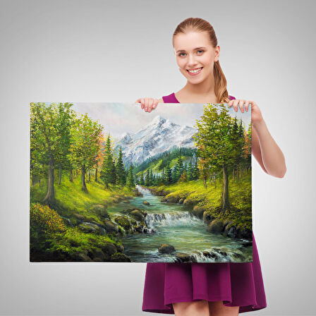 Karlı Dağlar ve İlk bahar Manzarası Duvar Tablosu-3527