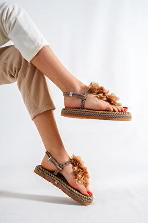 MLT0020-3500 KADIN HALAT İPLİ SANDALET  VİZON