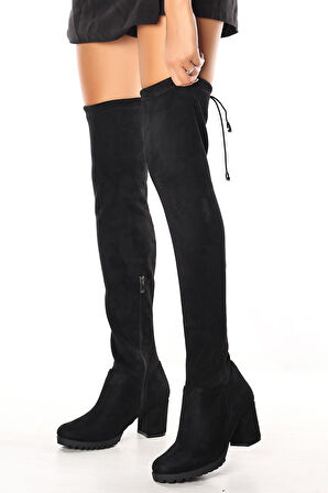 MLT0030-5400 KADIN GÜNLÜK DİZ ÜSTÜ STREÇ ÇİZME /SIYAH/38 