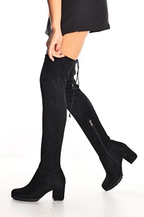 MLT0030-5400 KADIN GÜNLÜK DİZ ÜSTÜ STREÇ ÇİZME /SIYAH/39