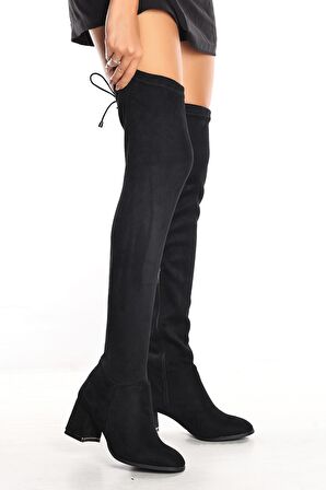 MLT0030-9200 KADIN GÜNLÜK DİZ ÜSTÜ STREÇ ÇİZME/SIYAH/40 