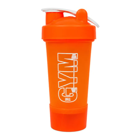 Gym Smart Shaker 550 ML Ölçekli ve Sızdırmaz Kapaklı Saklama Hazneli Protein Shaker (Turuncu)