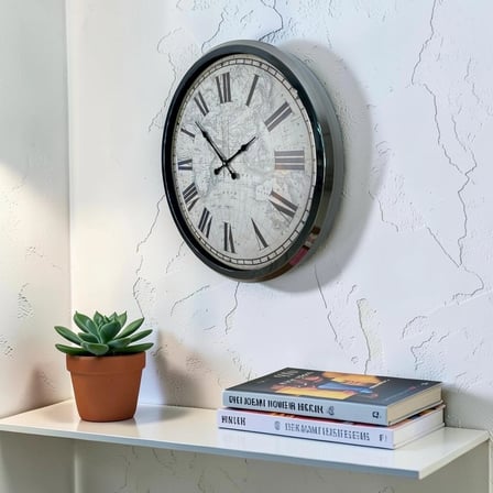 Krom Imperium 52 Cm Metal Dünya Haritası Duvar Saati iegxx