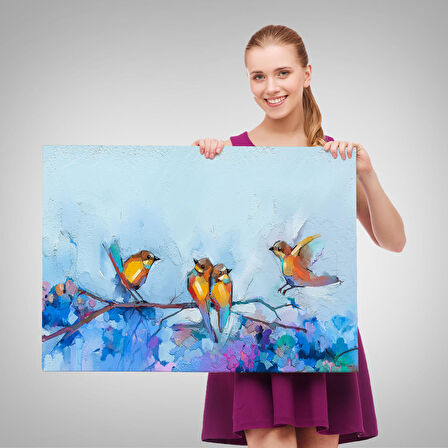 Bahar ve Kuşlar Manzaralı Dekoratif Duvar Tablosu-3529