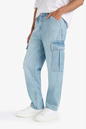 %100 Pamuk Relax Fit Düz Paça Jean Pantolon