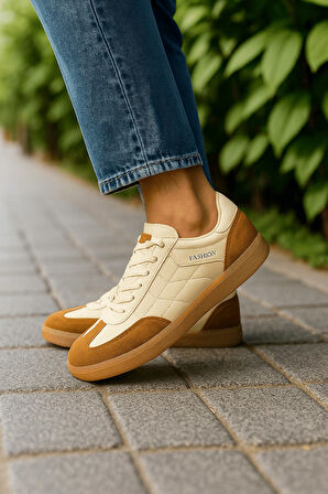 Günlük Unisex Sneaker Bağcıklı Dikiş Detaylı Oval Burun Tırtıklı Taban Hafif Spor Ayakkabı 353