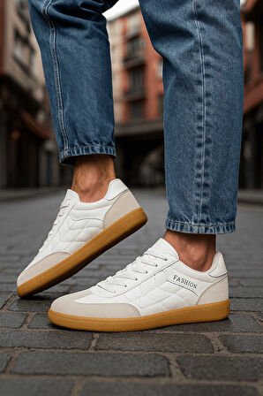 Günlük Unisex Sneaker Bağcıklı Dikiş Detaylı Oval Burun Tırtıklı Taban Hafif Spor Ayakkabı 353