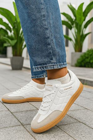 Günlük Unisex Sneaker Bağcıklı Dikiş Detaylı Oval Burun Tırtıklı Taban Hafif Spor Ayakkabı 353