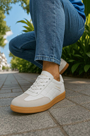 Günlük Unisex Sneaker Bağcıklı Dikiş Detaylı Oval Burun Tırtıklı Taban Hafif Spor Ayakkabı 353