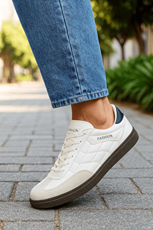 Günlük Unisex Sneaker Bağcıklı Dikiş Detaylı Oval Burun Tırtıklı Taban Hafif Spor Ayakkabı 353