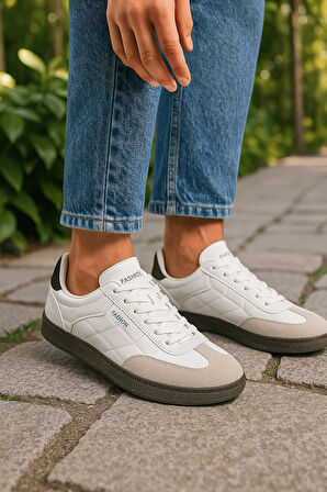 Günlük Unisex Sneaker Bağcıklı Dikiş Detaylı Oval Burun Tırtıklı Taban Hafif Spor Ayakkabı 353