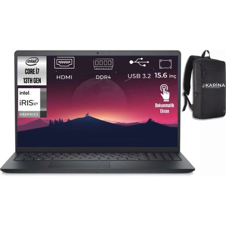 Dell Inspiron 15 3530 Intel Core I7-1355U I35301018TU-12 24GB 4tb Iris Xe Graphics Freedos 15.6 Inç Full Hd 60Hz IPS Dokunmatik Taşınabilir Bilgisayar