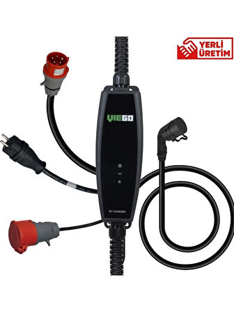 Viego Taşınabilir Elektrikli Araç Şarj Cihazı 11/22KW MOD 2 16/32 Amper, Dönüştürücü Fiş Hediyeli 5 mt Şarj Kablosu, Cee 3 Fazlı Fiş