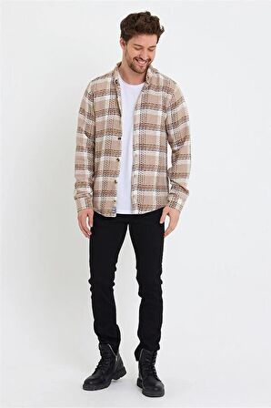 Kalın Kışlık Desenli Tam Kalıp Rahat Kullanım Erkek Oduncu Gömlek