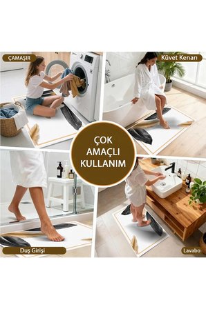 2 li Banyo Paspası, Yumuşak Banyo Halısı, Kaymaz Tabanlı, Yıkanabilir - 60x100 - 50 x60