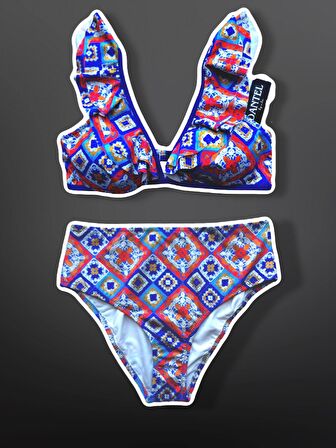 Dantel Datça Yüksek Bel Bikini Takımı