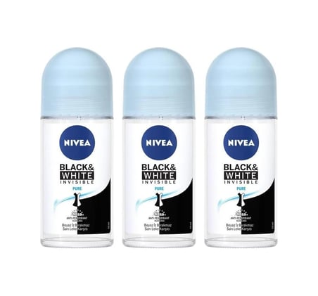 Nivea Invisible Black&White Pure Kadın Roll-On Deodorant 3 x 50 ml