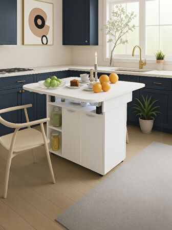 Kelebek Yemek Masası Mutfak Masası Katlanır Pratik Tekerlekli 