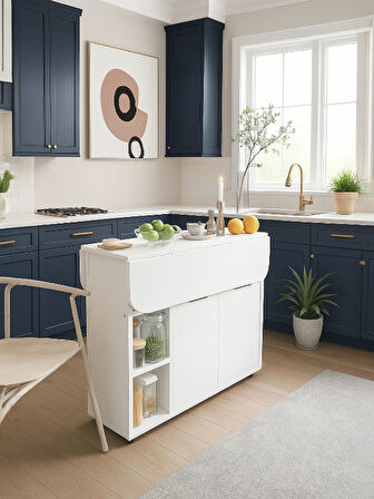 Kelebek Yemek Masası Mutfak Masası Katlanır Pratik Tekerlekli 