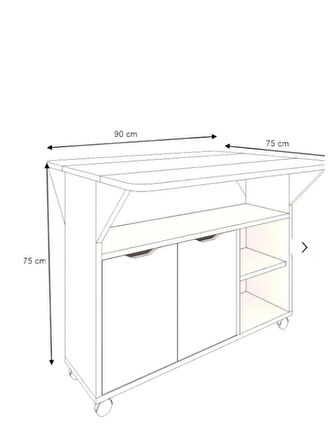 Kelebek Yemek Masası Mutfak Masası Katlanır Pratik Tekerlekli 