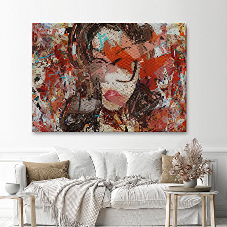 Çağdaş Sanat Kadın portresi Yağlıboya Görünüm Dekoratif Kanvas Duvar Tablosu-3534