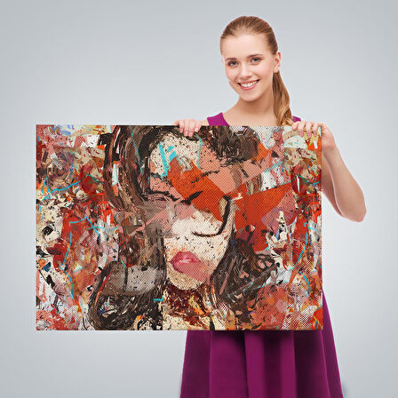 Çağdaş Sanat Kadın portresi Yağlıboya Görünüm Dekoratif Kanvas Duvar Tablosu-3534