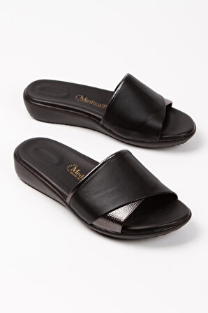 Artı-Artı020-5000-4 Ortopedik Topuk Dikeni Destekli Kadın Siyah Platin Terlik