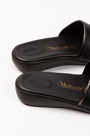 Artı-Artı020-5000-4 Ortopedik Topuk Dikeni Destekli Kadın Siyah Platin Terlik