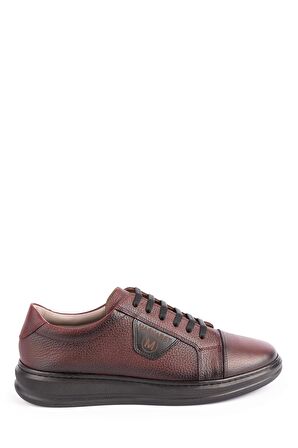 Shoeter-M1646 Hakiki Deri Ortopedik Sneaker Bordo Ayayakkabı