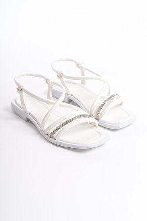 MİA026-1509 Günlük Kadın Beyaz Tatil Sandaleti