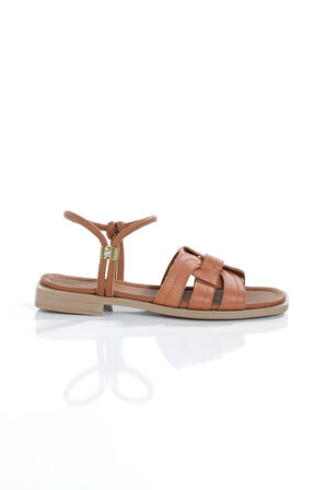 MİA028-3012 Hakiki Deri Kadın Günlük Ortopedik TABA Tatil Sandalet