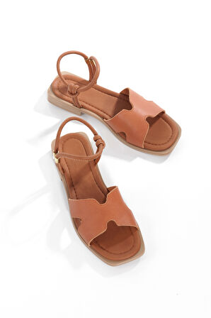 MİA028-3013 Hakiki Deri Kadın Günlük Ortopedik TABA Tatil Sandaleti