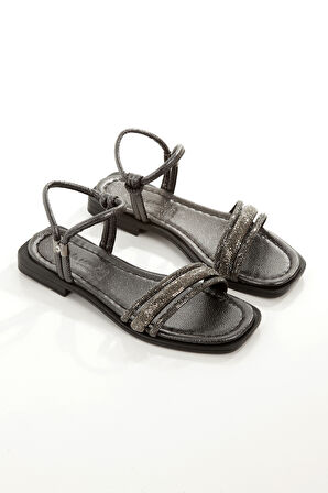 MİA026-1553 Kadın Taşlı Abiye Günlük-Düğün-Eğlence-Platin Tatil Terliği