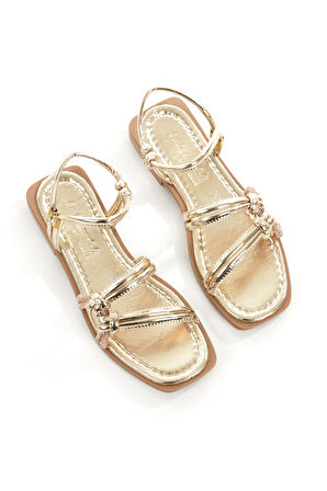 MİA026-1501 Kadın Tatil-Düğün-Eğlence-Günlük Altın Sandalet