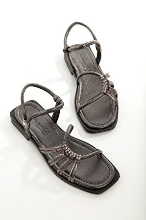 MİA026-1510 Kadın Taşlı Abiye Günlük-Düğün-Eğlence-PLATİN Tatil Sandaleti