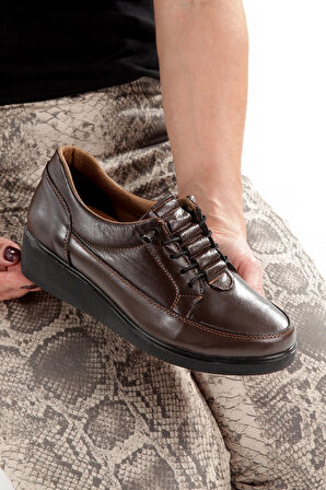 Artı-Artı001-7475-0050 Hakiki Deri Günlük Ortopedik  Kadın Kahverengi Ayakkabı