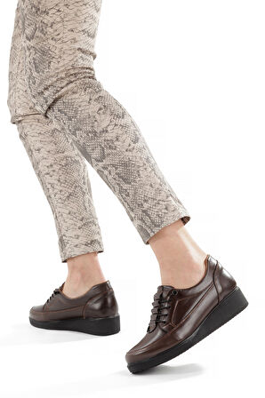 Artı-Artı001-7475-0050 Hakiki Deri Günlük Ortopedik  Kadın Kahverengi Ayakkabı