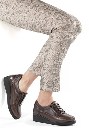 Artı-Artı001-7475-0050 Hakiki Deri Günlük Ortopedik  Kadın Kahverengi Ayakkabı