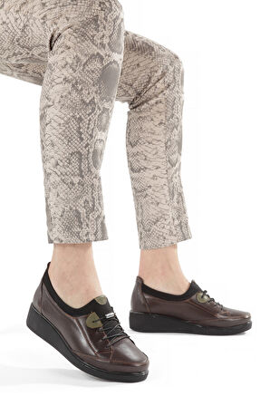 Artı-Artı001-7475-0051 Hakiki Deri Günlük Ortopedik  Kadın Kahverengi Ayakkabı